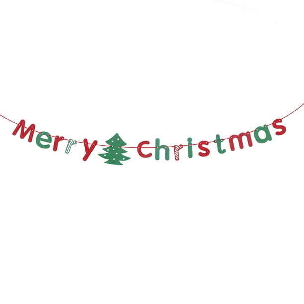 Merry Christmas Tree Flag Door Banner Window Hanging Ornaments Festival Xmas Dec